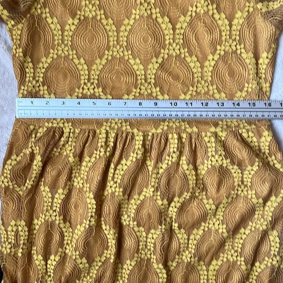 NWT Xhilaration Yellow Gold Lace Dress Women Size Medium - Picture 8 of 9